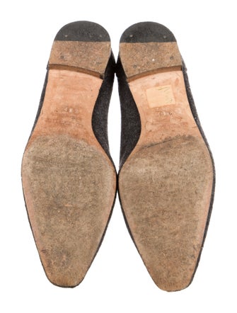 Manolo Blahnik Wool Leather Trim Embellishment Loafers