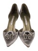 Manolo Blahnik Satin Crystal Embellishments D'Orsay Pumps