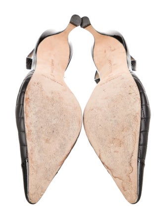 Manolo Blahnik Quilted Pattern Leather Slingback Pumps