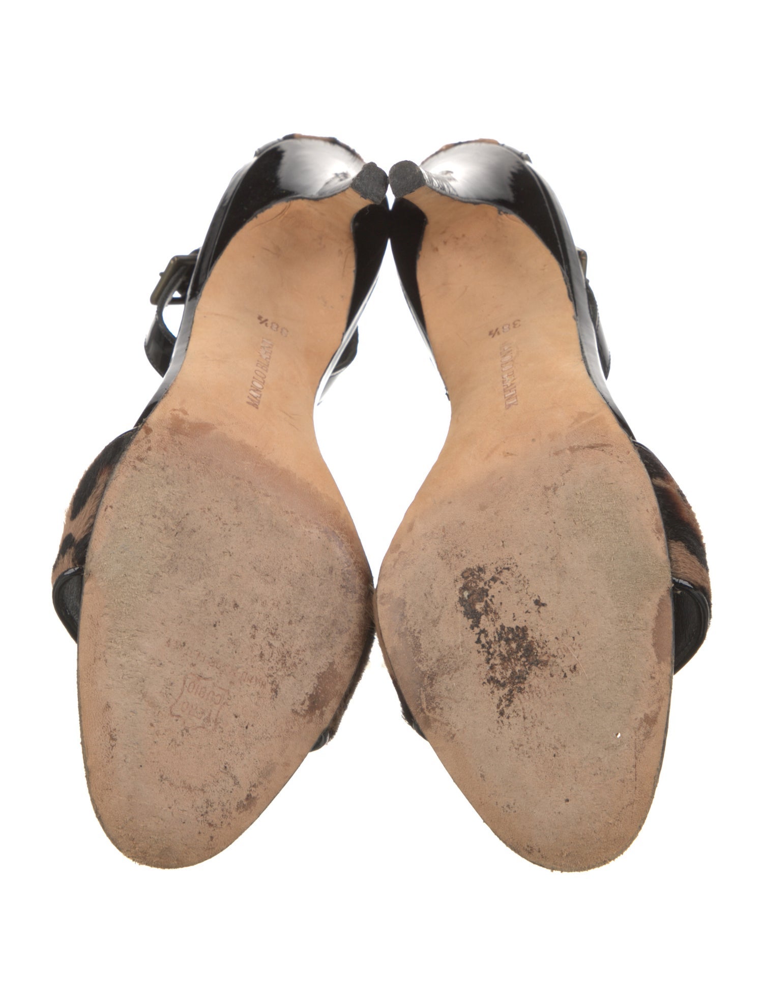 Manolo Blahnik Ponyhair Printed Sandals