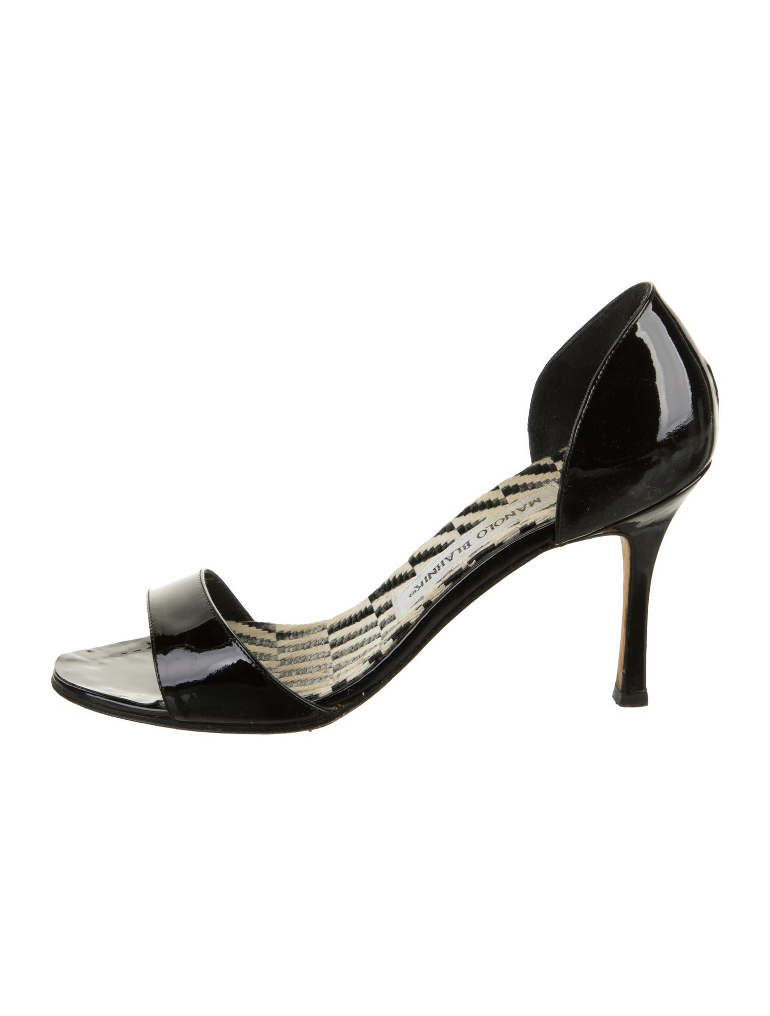 Manolo Blahnik Patent Leather Printed Sandals