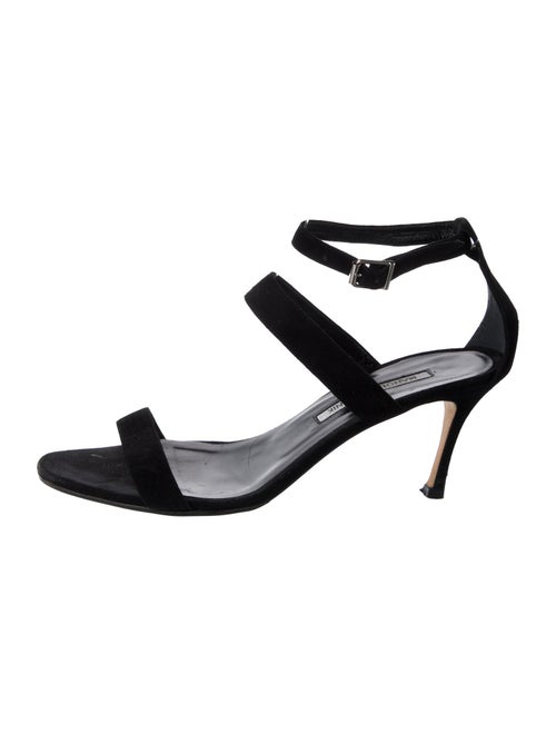 Manolo Blahnik Suede Crystal Embellishments Sandals