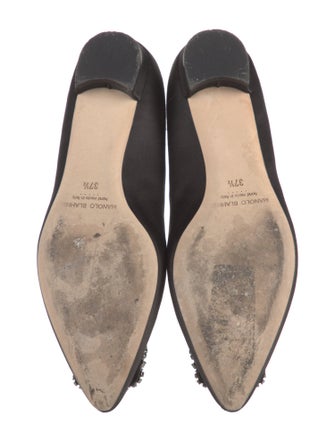Manolo Blahnik Satin Crystal Embellishments Flats