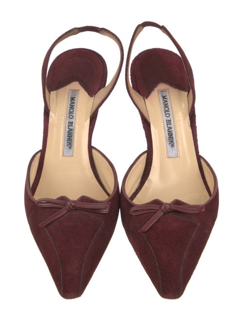 Manolo Blahnik Suede Bow Accents Slingback Pumps