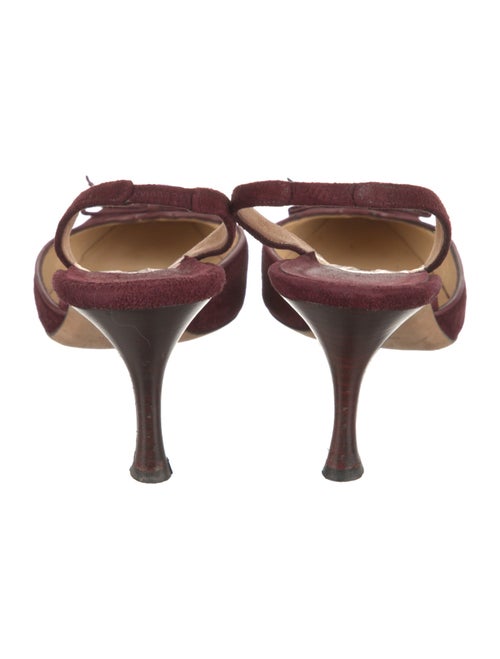 Manolo Blahnik Suede Bow Accents Slingback Pumps