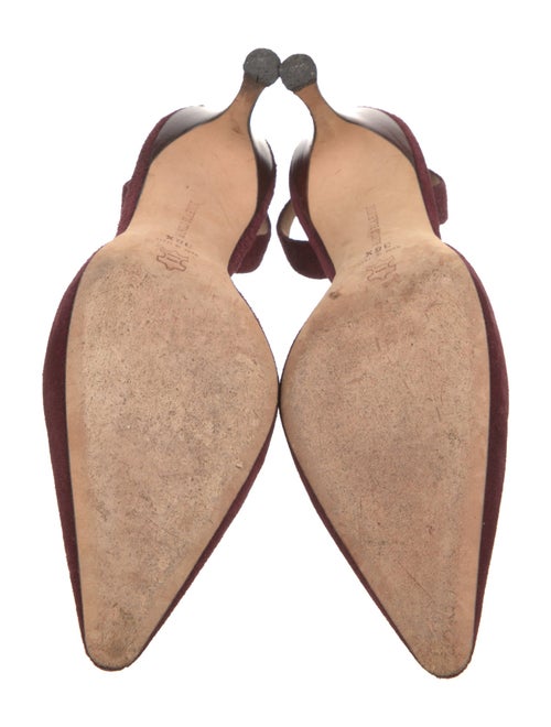 Manolo Blahnik Suede Bow Accents Slingback Pumps