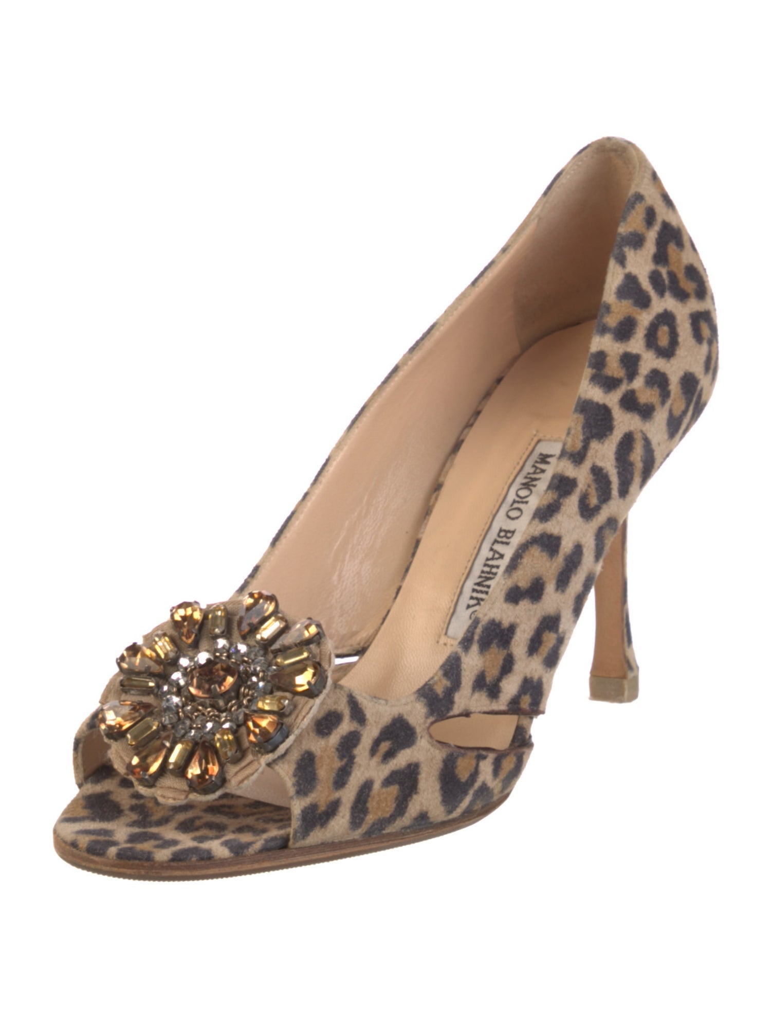 Manolo Blahnik Suede Animal Print Pumps