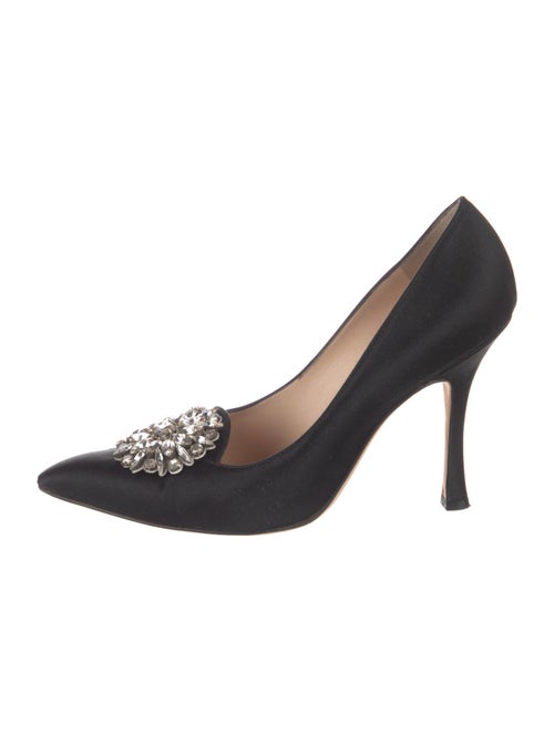 Manolo Blahnik Satin Crystal Embellishments Pumps