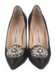 Manolo Blahnik Satin Crystal Embellishments Pumps