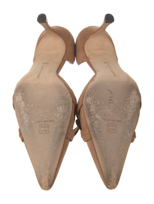 Manolo Blahnik Suede Bow Accents D'Orsay Pumps