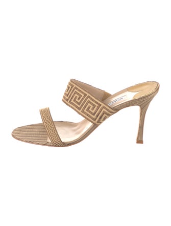 Manolo Blahnik Canvas Printed Slides