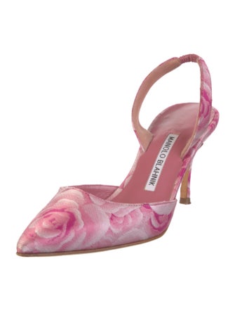 Manolo Blahnik Floral Print Slingback Pumps