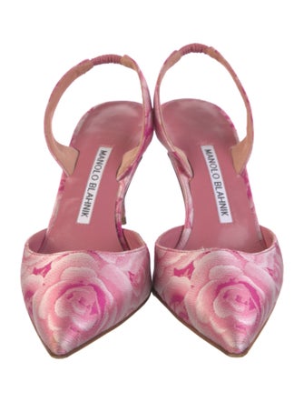 Manolo Blahnik Floral Print Slingback Pumps