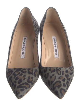Manolo Blahnik Suede Animal Print Pumps