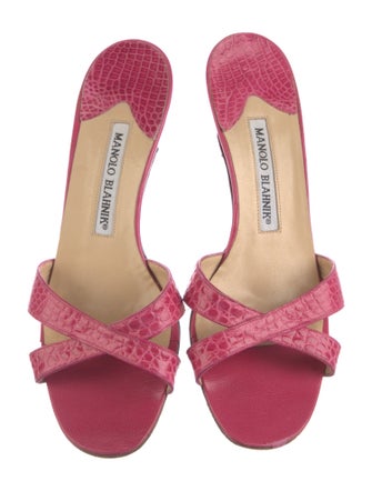Manolo Blahnik Crocodile Slides