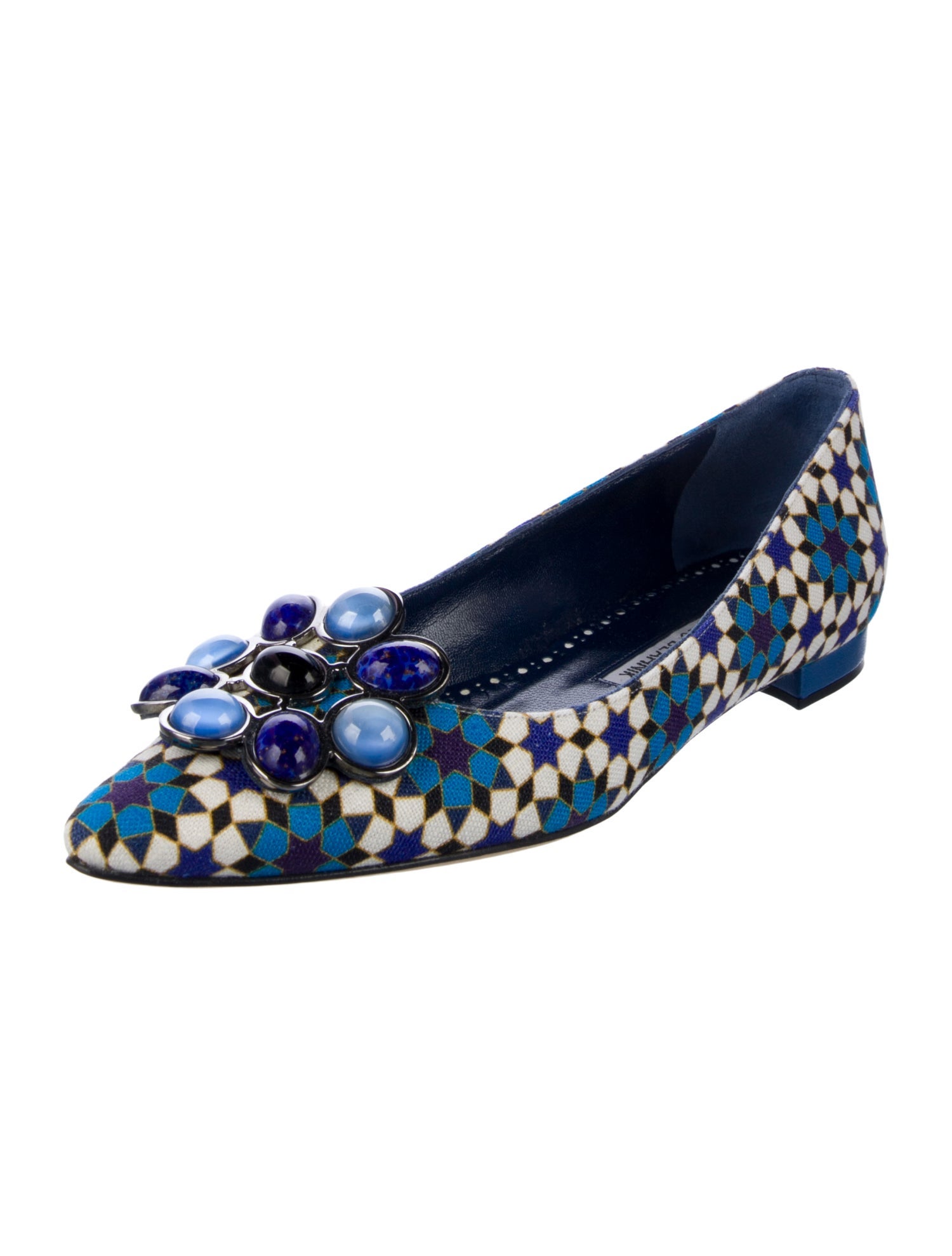 Manolo Blahnik Canvas Printed Flats