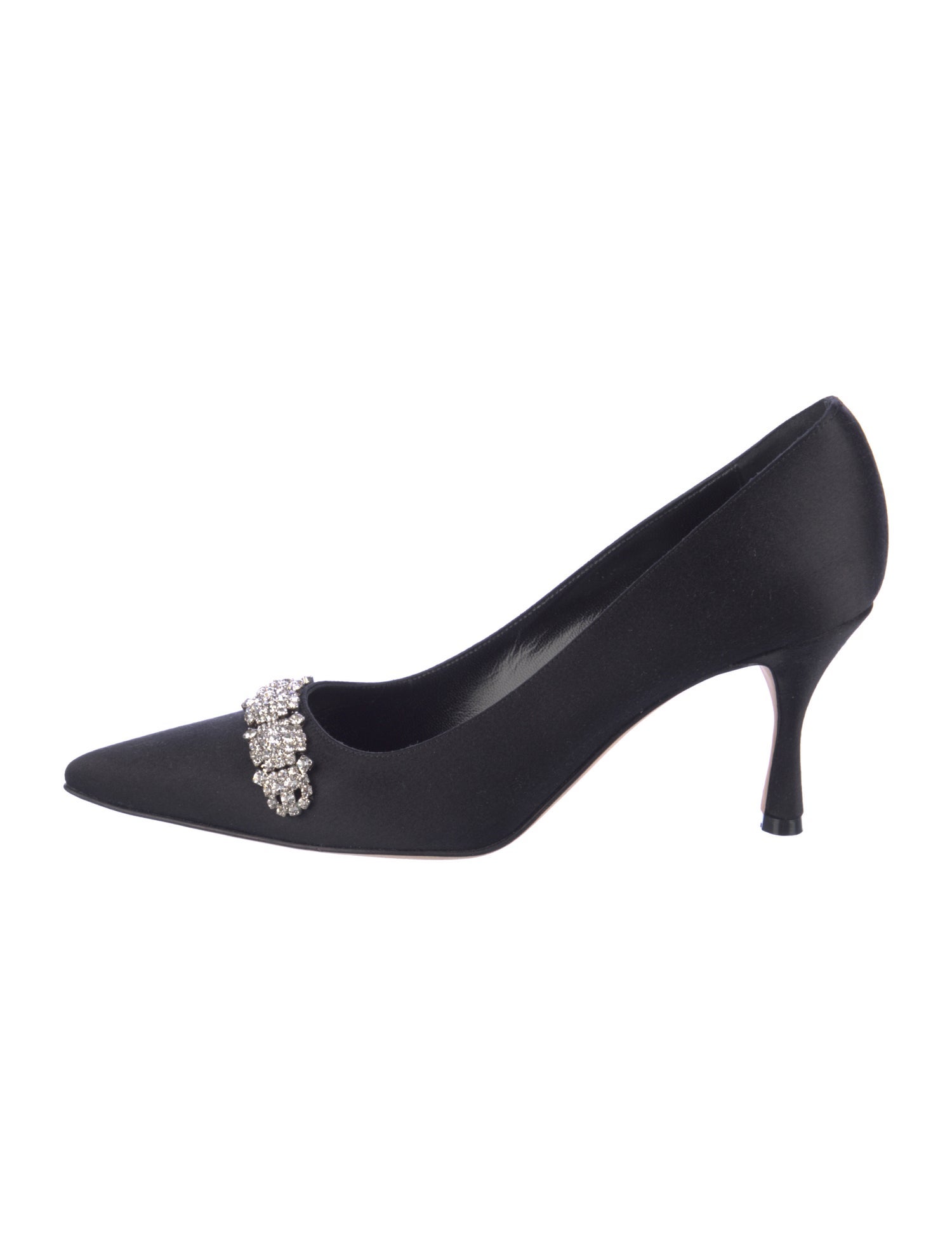 Manolo Blahnik Satin Crystal Embellishments Pumps