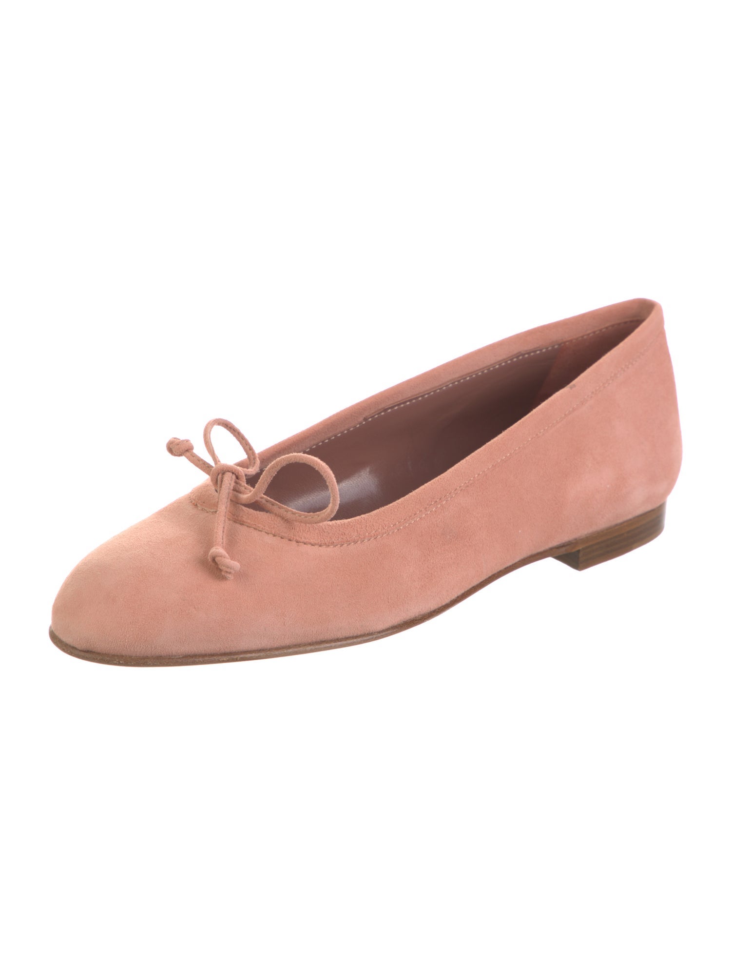 Manolo Blahnik Suede Bow Accents Ballet Flats