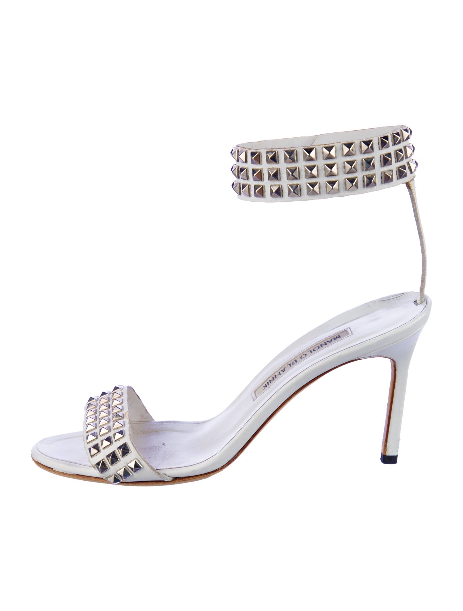 Manolo Blahnik Leather Studded Accents Sandals