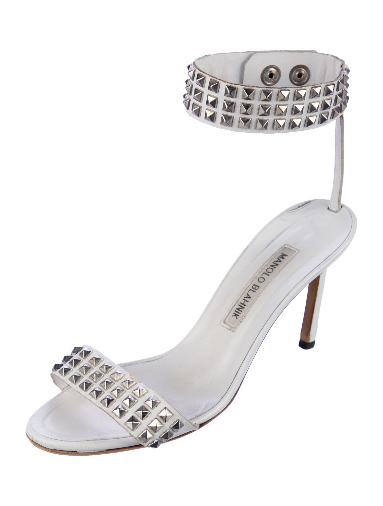 Manolo Blahnik Leather Studded Accents Sandals