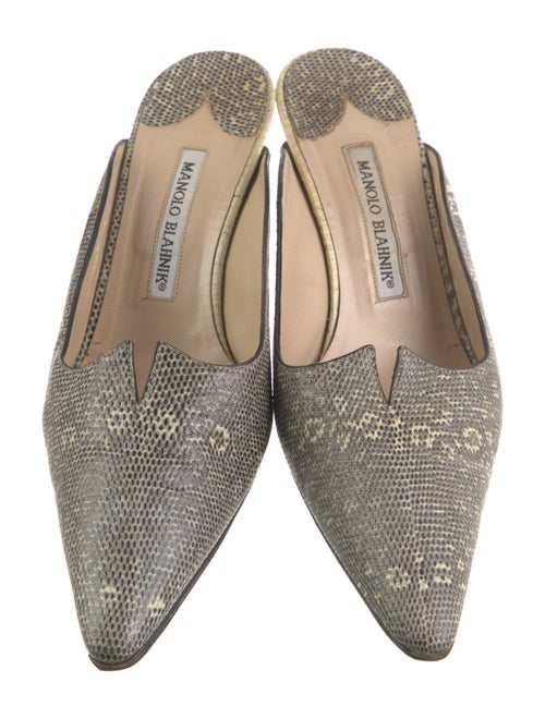 Manolo Blahnik Leather Animal Print Mules