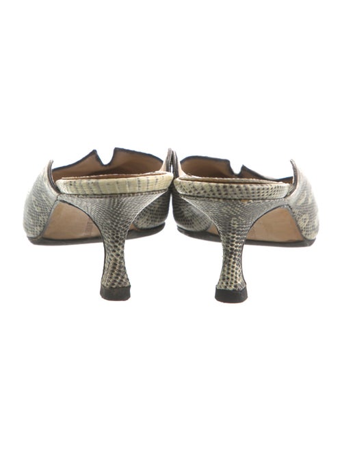 Manolo Blahnik Leather Animal Print Mules