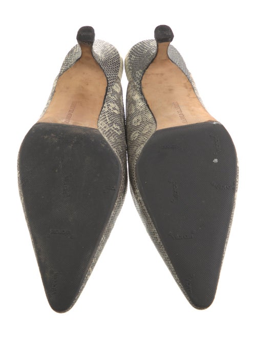 Manolo Blahnik Leather Animal Print Mules