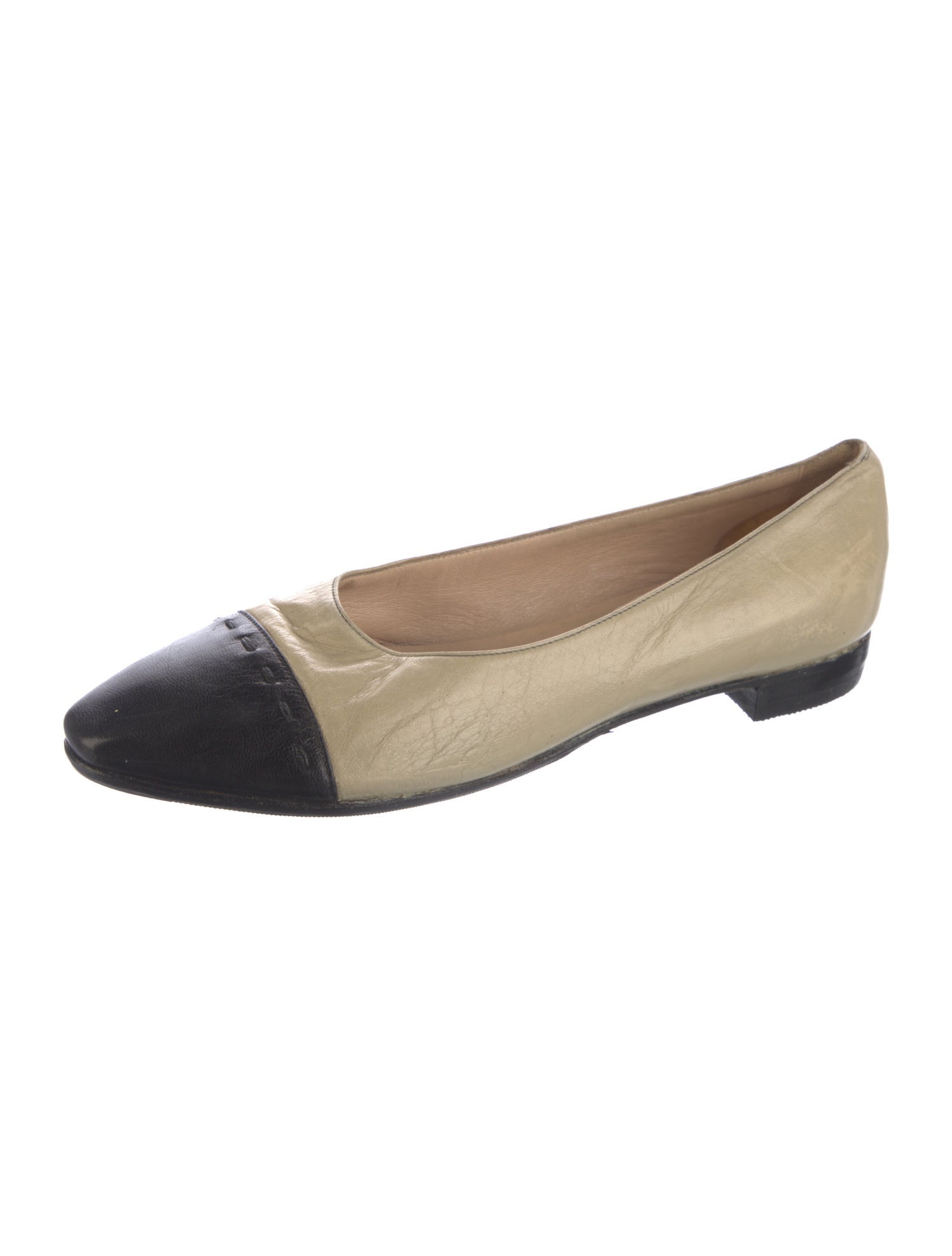 Manolo Blahnik Leather Colorblock Pattern Ballet Flats
