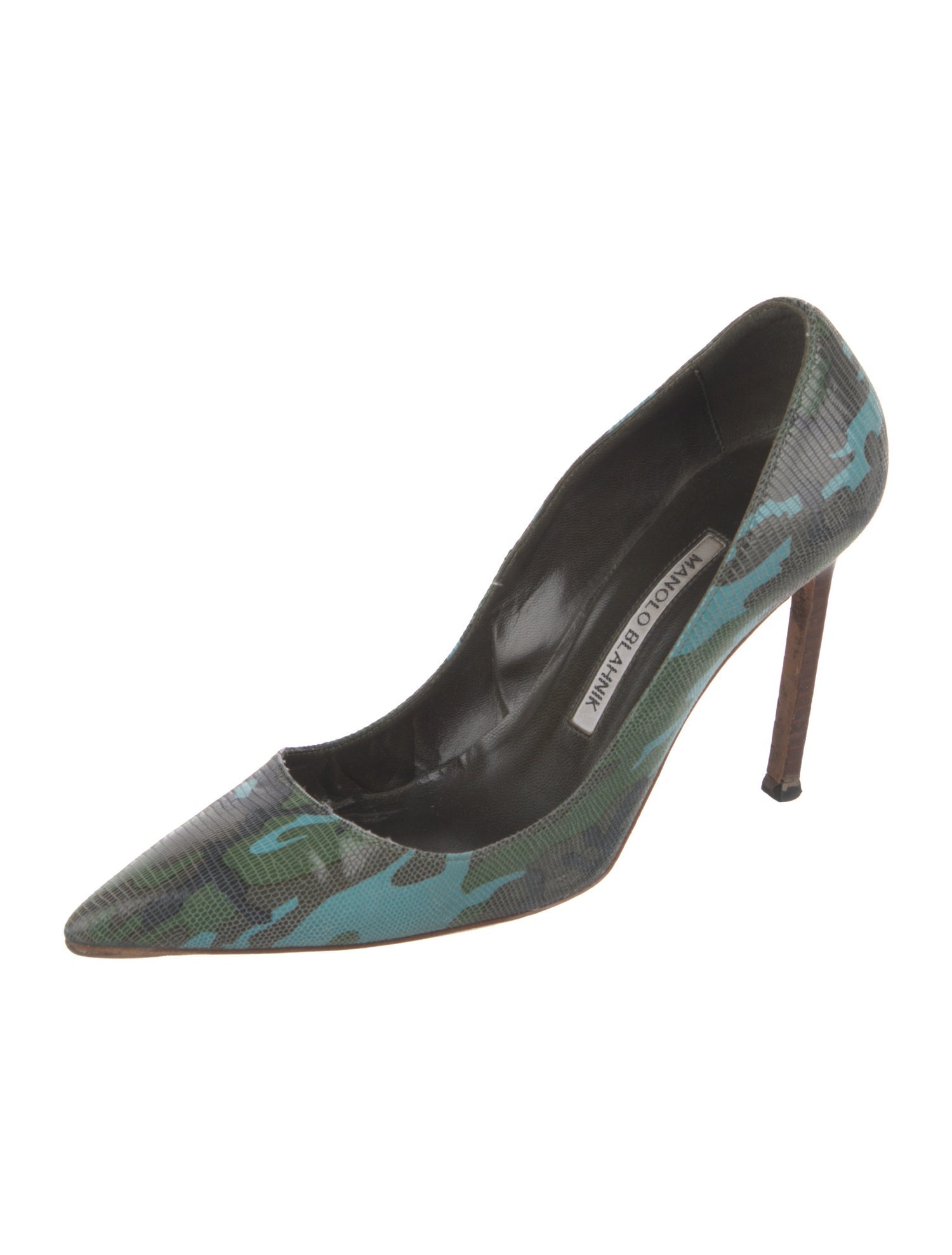 Manolo Blahnik Leather Printed Pumps