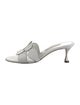 Manolo Blahnik Leather Scalloped Accent Slides