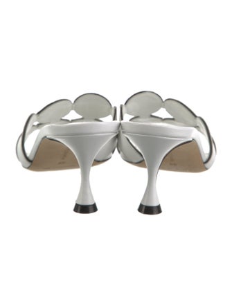 Manolo Blahnik Leather Scalloped Accent Slides