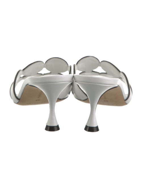 Manolo Blahnik Leather Scalloped Accent Slides