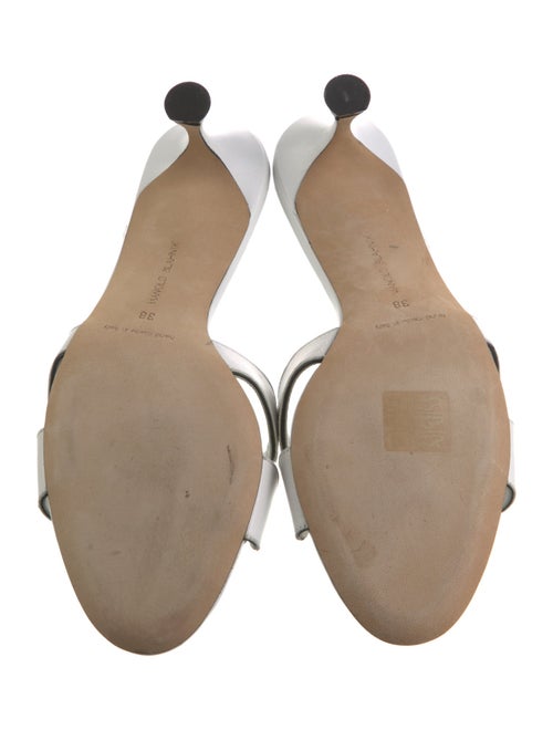 Manolo Blahnik Leather Scalloped Accent Slides