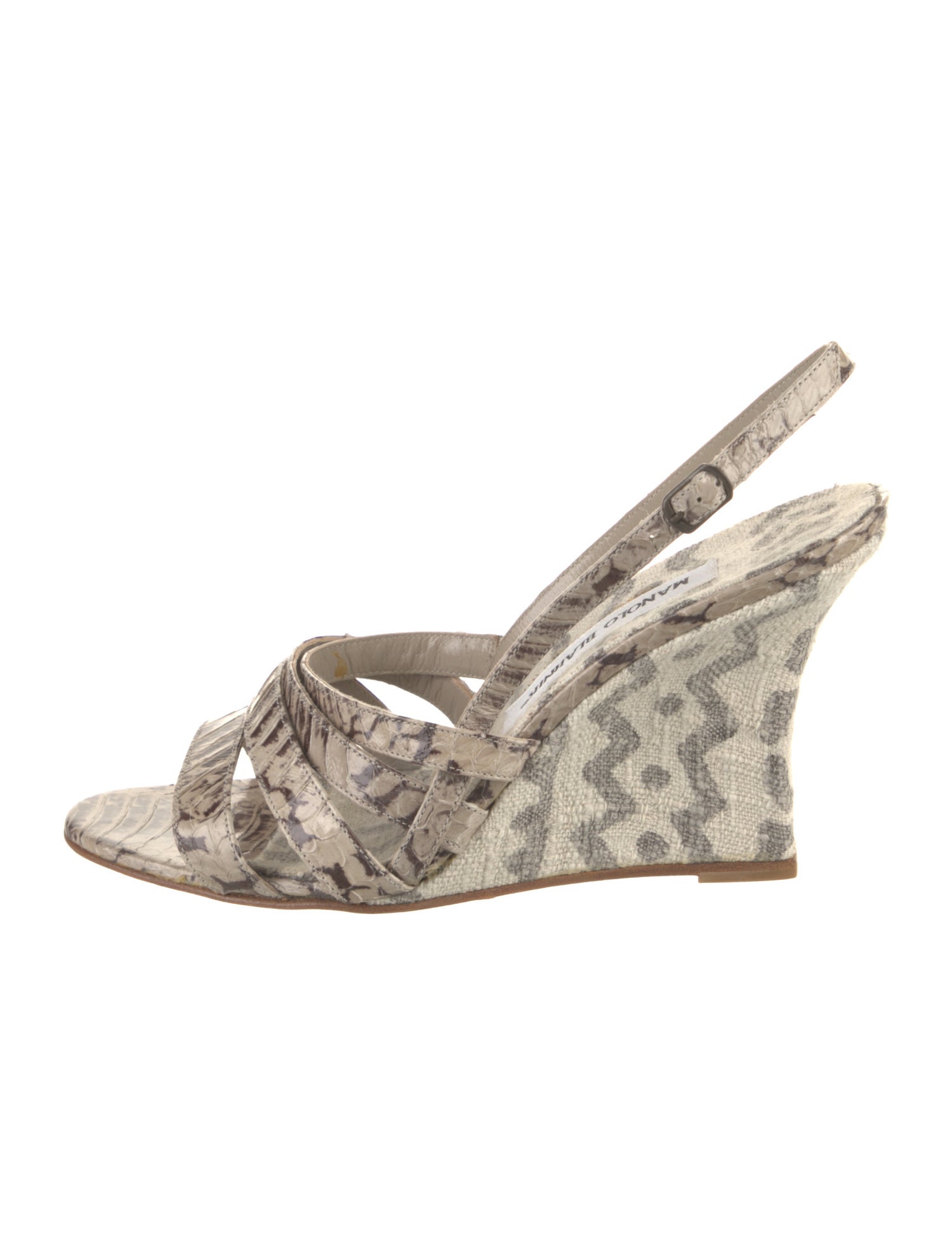 Manolo Blahnik Python Animal Print Slingback Pumps