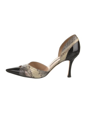 Manolo Blahnik Snakeskin Animal Print D'Orsay Pumps