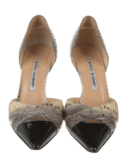 Manolo Blahnik Snakeskin Animal Print D'Orsay Pumps