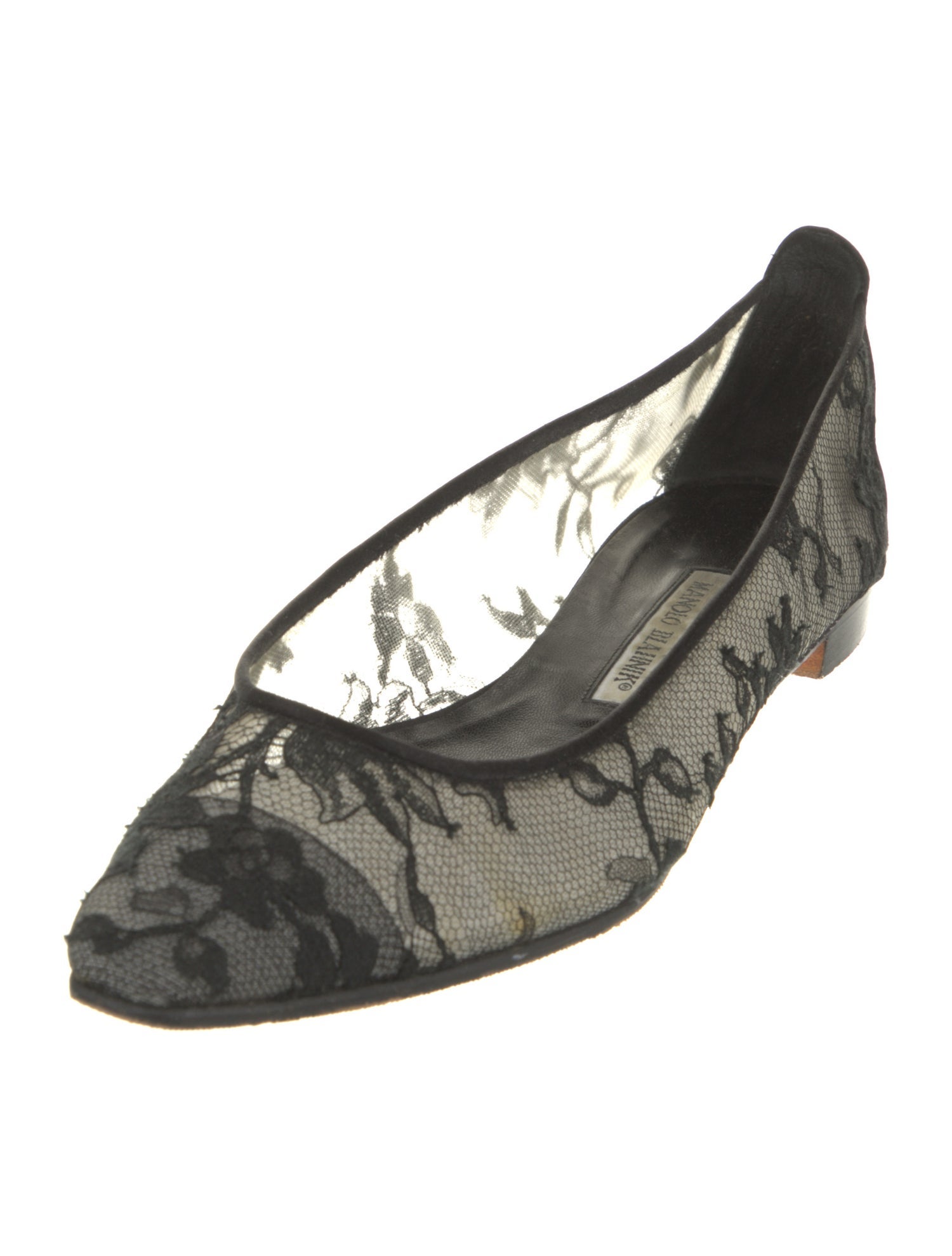 Manolo Blahnik Lace Lace Pattern Ballet Flats