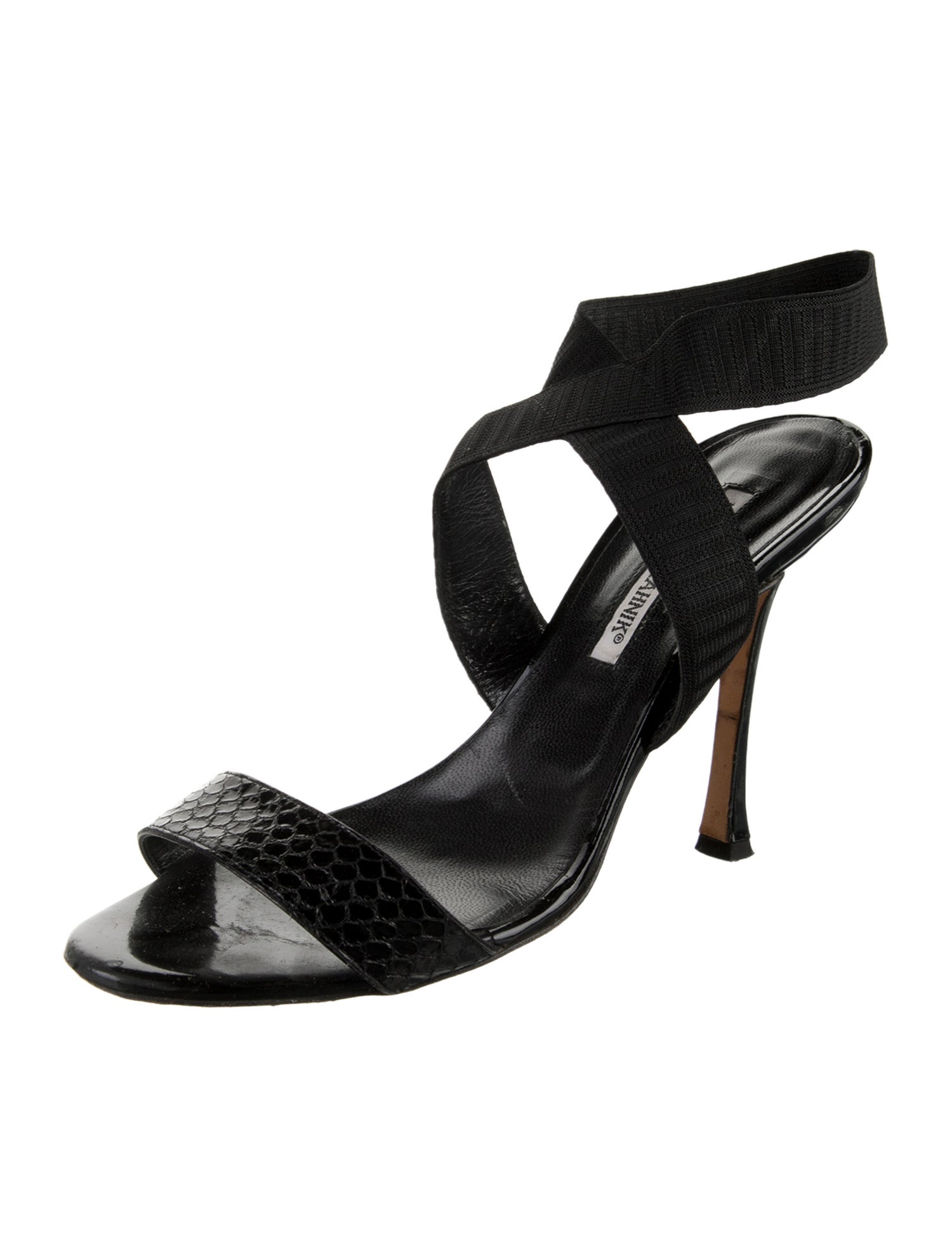 Manolo Blahnik GG Embossed Leather Slingback Sandals