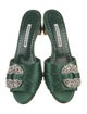 Manolo Blahnik Satin Crystal Embellishments Slides