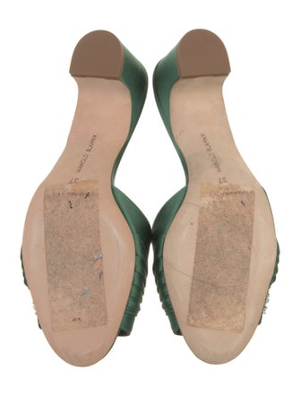 Manolo Blahnik Satin Crystal Embellishments Slides