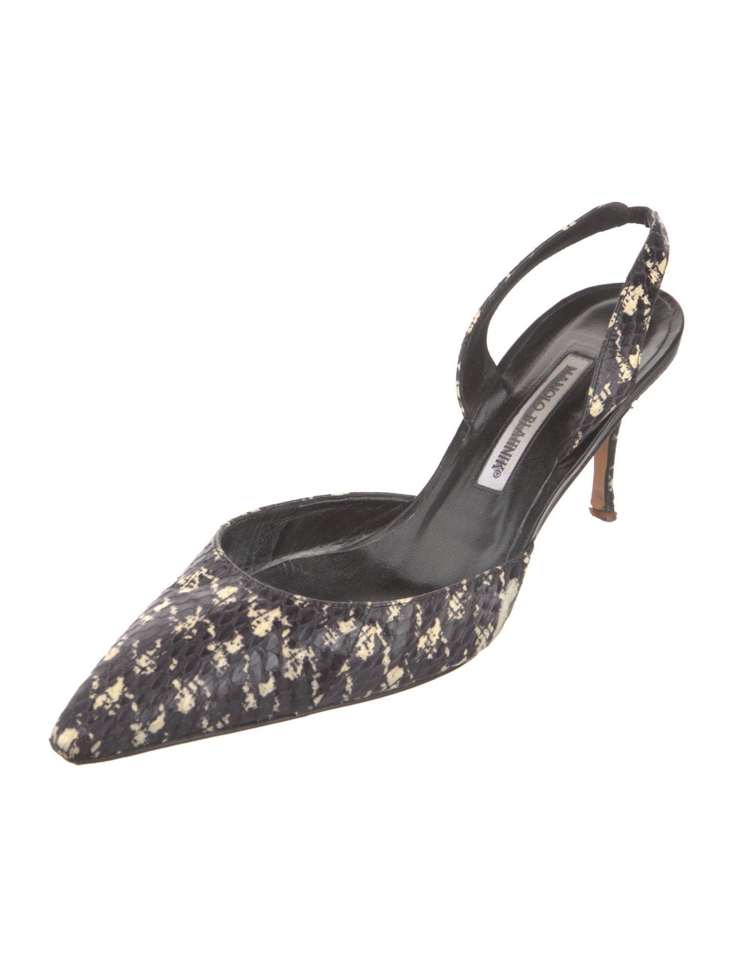 Manolo Blahnik Snakeskin Printed Slingback Pumps