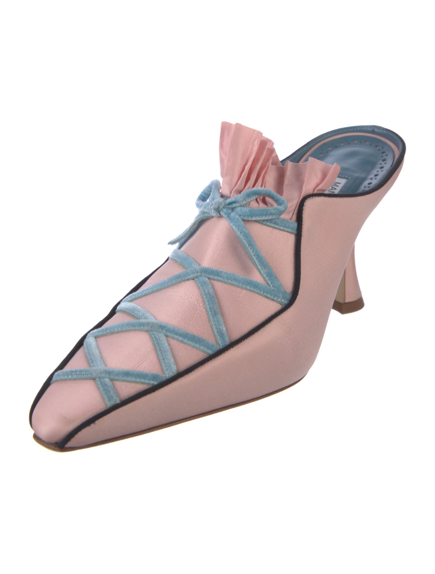 Manolo Blahnik Satin Striped Oxfords