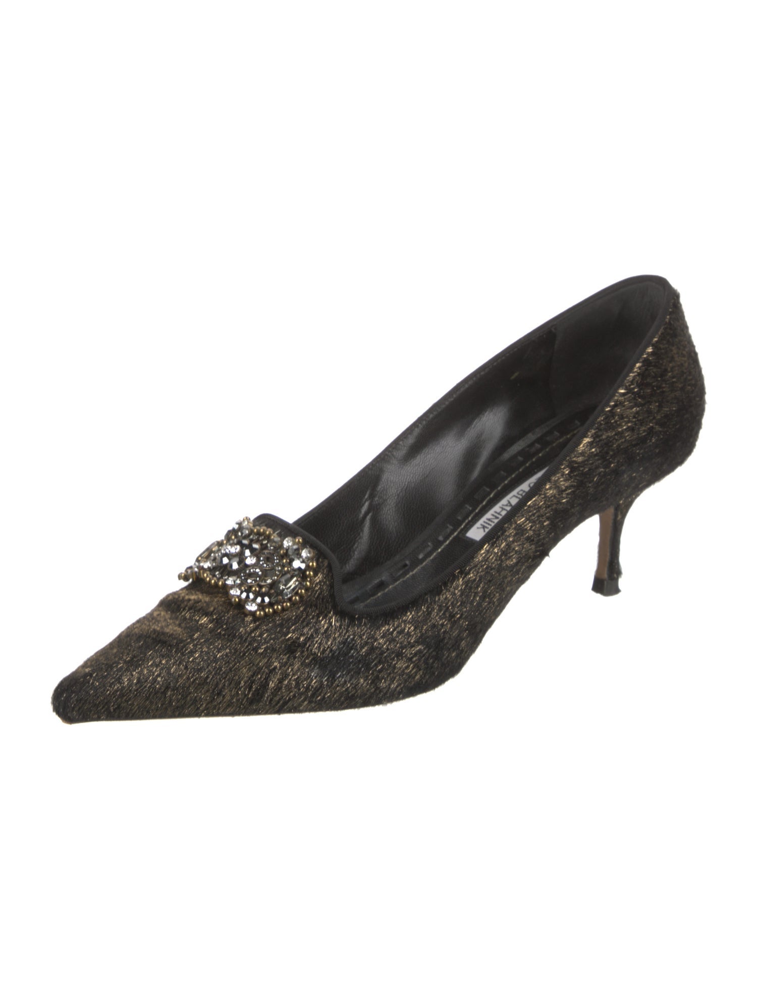 Manolo Blahnik Ponyhair Crystal Embellishments Pumps