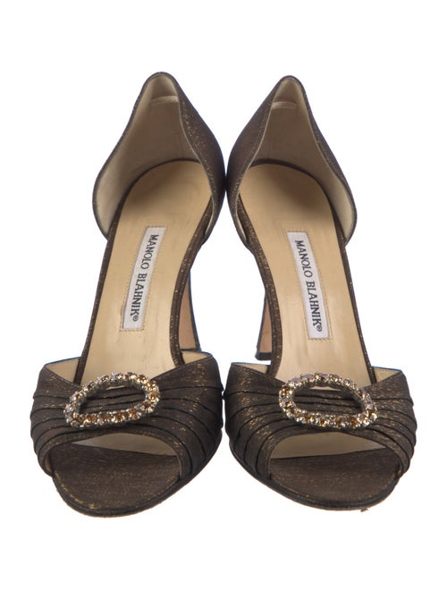 Manolo Blahnik Satin Crystal Embellishments Sandals