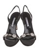Manolo Blahnik Satin Crystal Embellishments Slingback Sandals