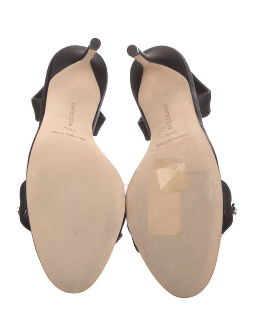 Manolo Blahnik Satin Crystal Embellishments Slingback Sandals