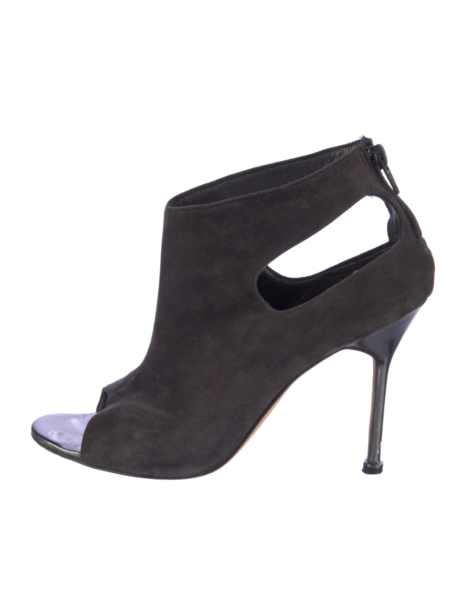 Manolo Blahnik Suede Cutout Accent Slingback Sandals