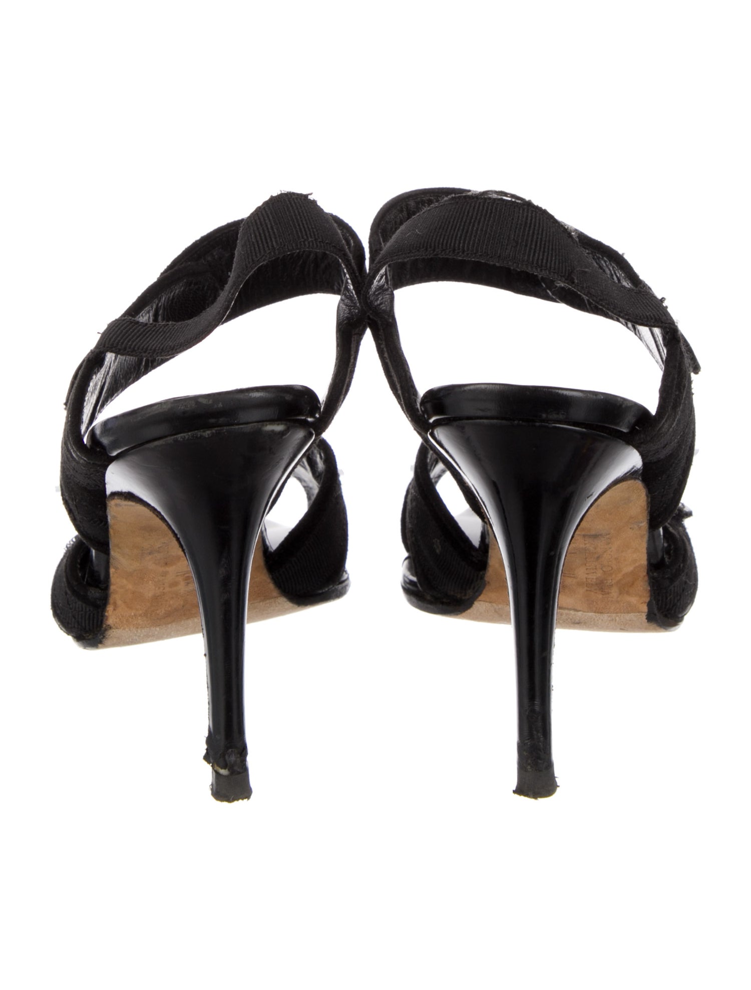 Manolo Blahnik Grosgrain Trim Slingback Sandals