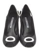Manolo Blahnik Leather Cutout Accent Pumps
