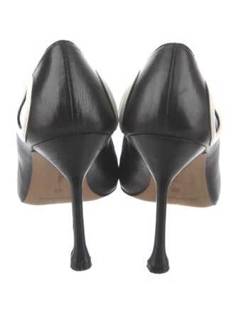 Manolo Blahnik Leather Cutout Accent Pumps